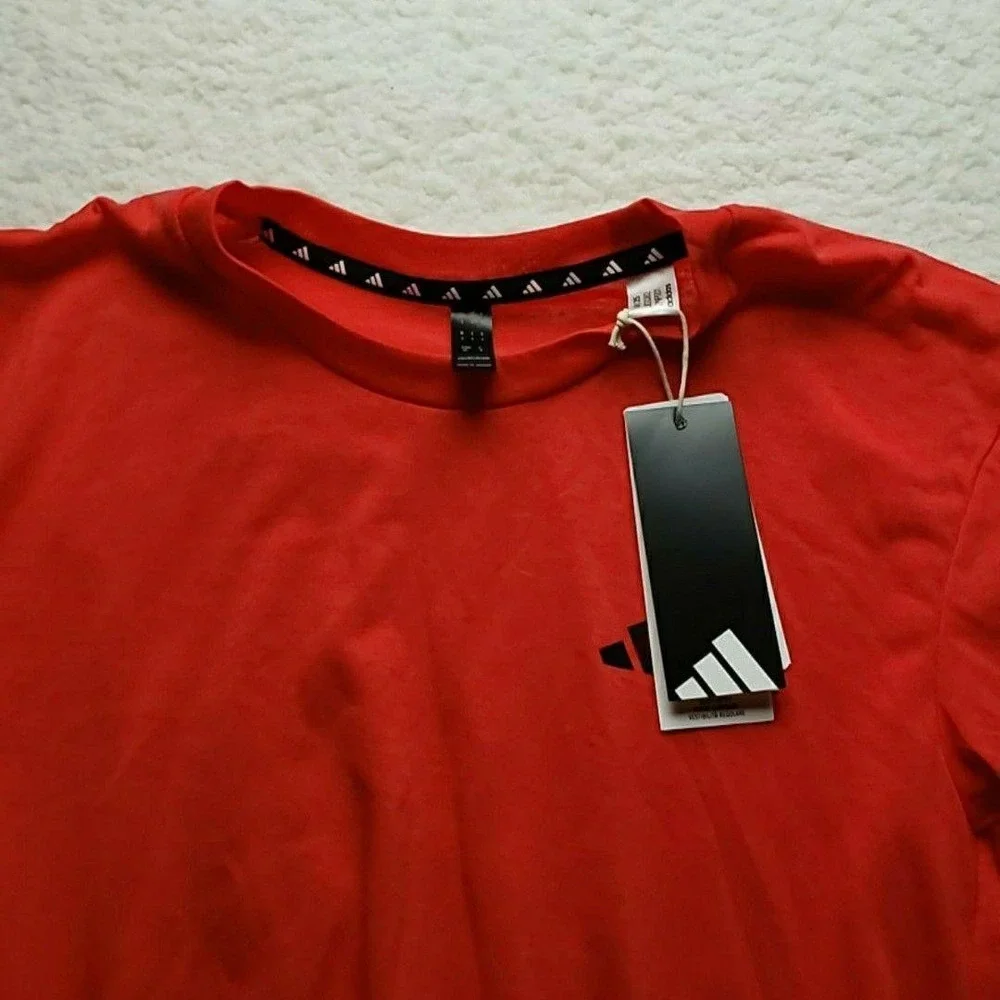 Adidas Shirt Mens Small Red TR-ES FR T Training Tee Logo Pure Ruby Top JD3382